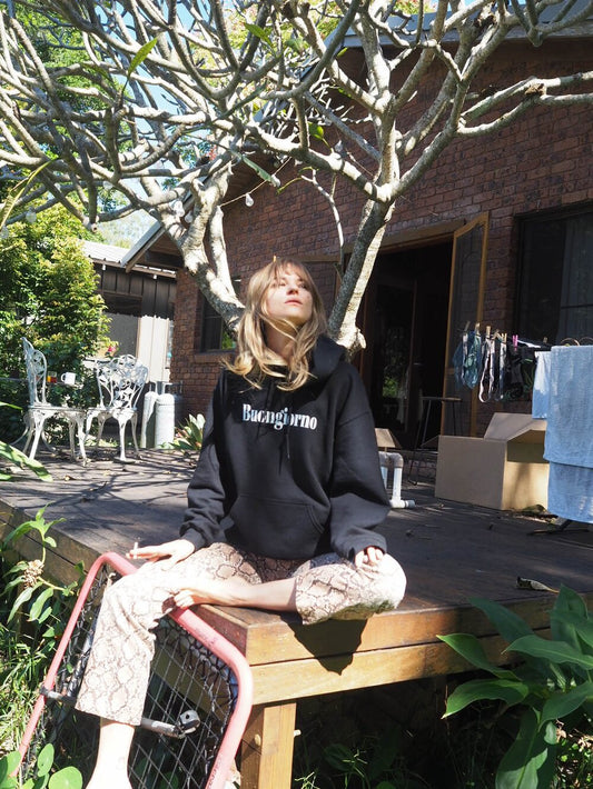 BUONGIORNO HOODY | UNISEX BLACK WHITE ||