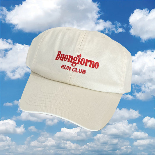 BUONGIORNO RUN CLUB | CLASSIC SOLE CAP RED ON CREAM ~ PRE ORDER